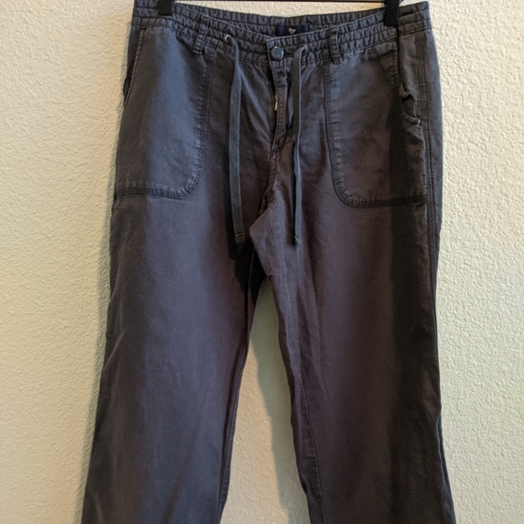 Gap Womens Flax/Cotton Pants drawstring Gray/Blue - Picture 5 of 5